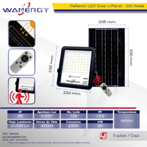 LAMPARA LED SOLAR REFLECTOR 200W 128-LED-2835