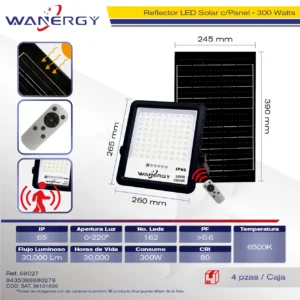LAMPARA LED SOLAR REFLECTOR 300W 162-LED-2835