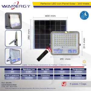 LAMPARA LED SOLAR REFLECTOR 200W 5050 60D